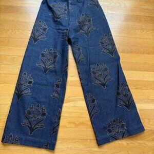 SZ BLOCKPRINTS Denim Disco Pant in Palladio Stamp